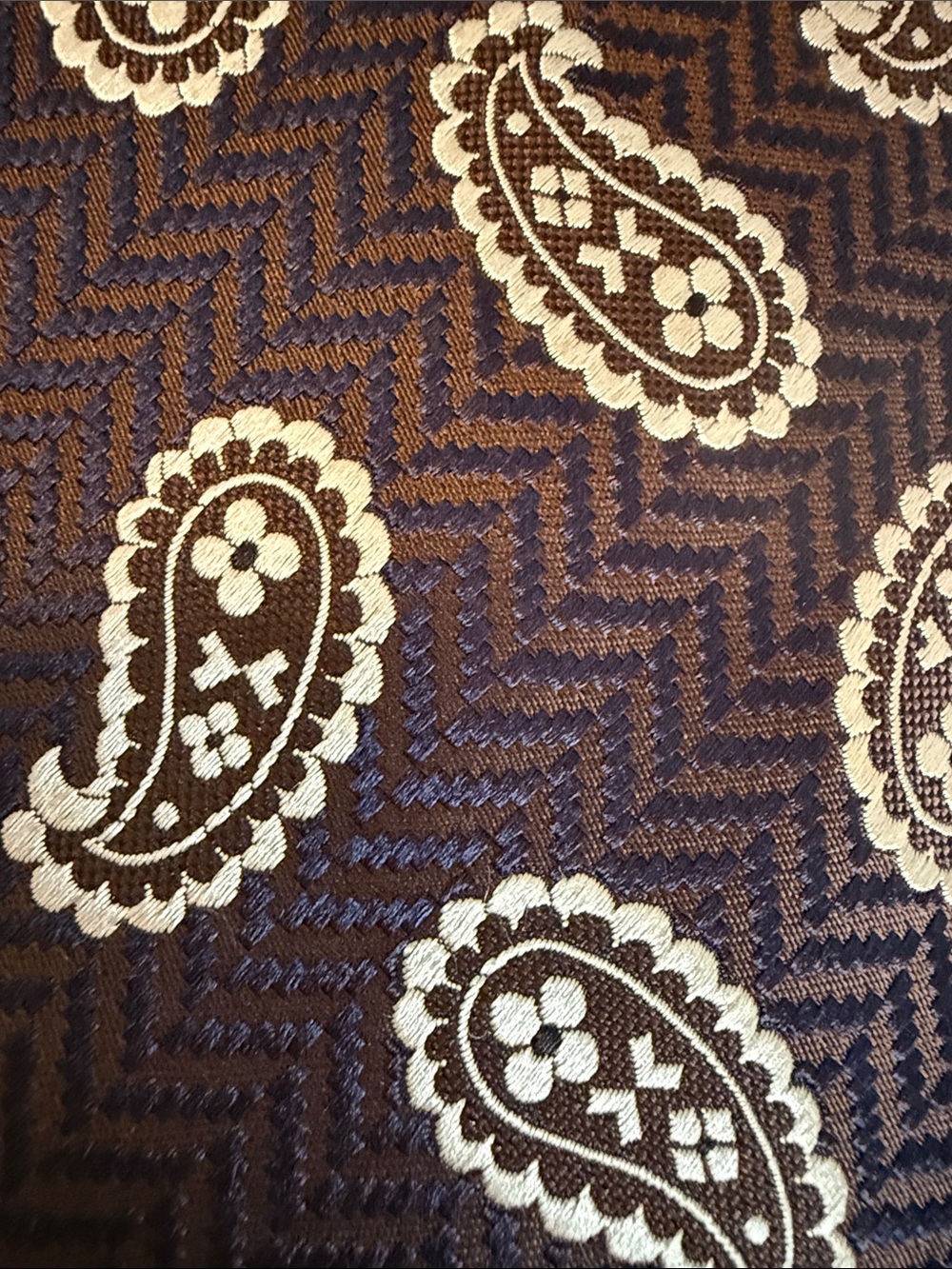 Ermenegildo Zegna Blue Brown and Cream Paisley Silk Tie